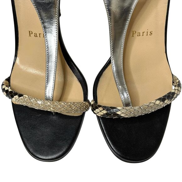 Christian Louboutin Athena Alta 100 Python Snake Heel T-Strap Sandals Size 37 - Picture 5 of 10
